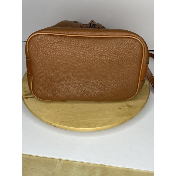 Dooney Bourke Large Leather Boho Bucket Bag Brown Tan Drawstring Crossbody - Picture 9 of 16
